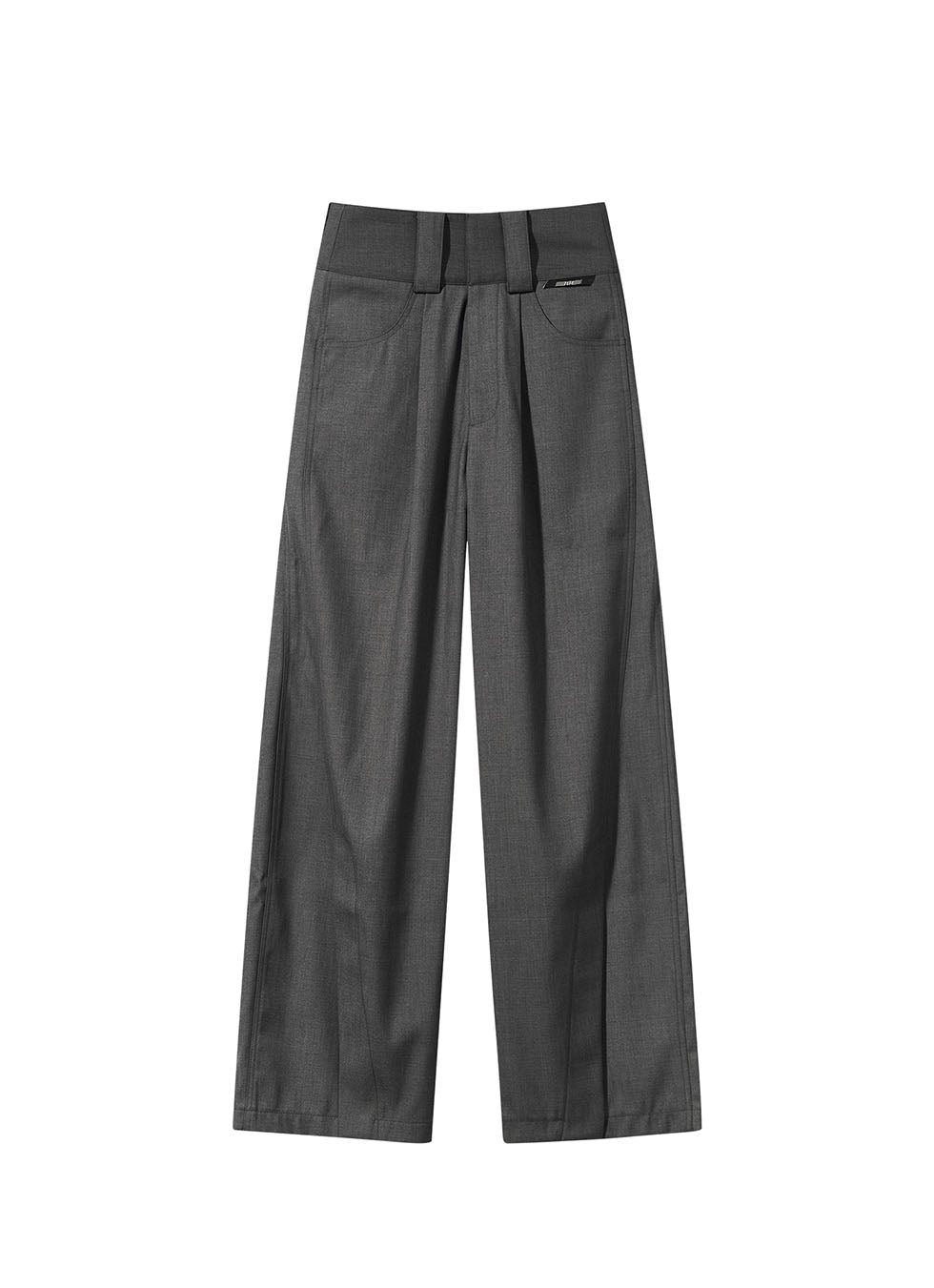 Wide Waist Clip-On Design Plain Loose Fit Pants