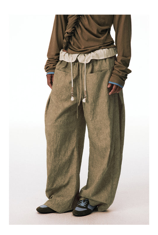 Bubble Check Textured Casual Pants