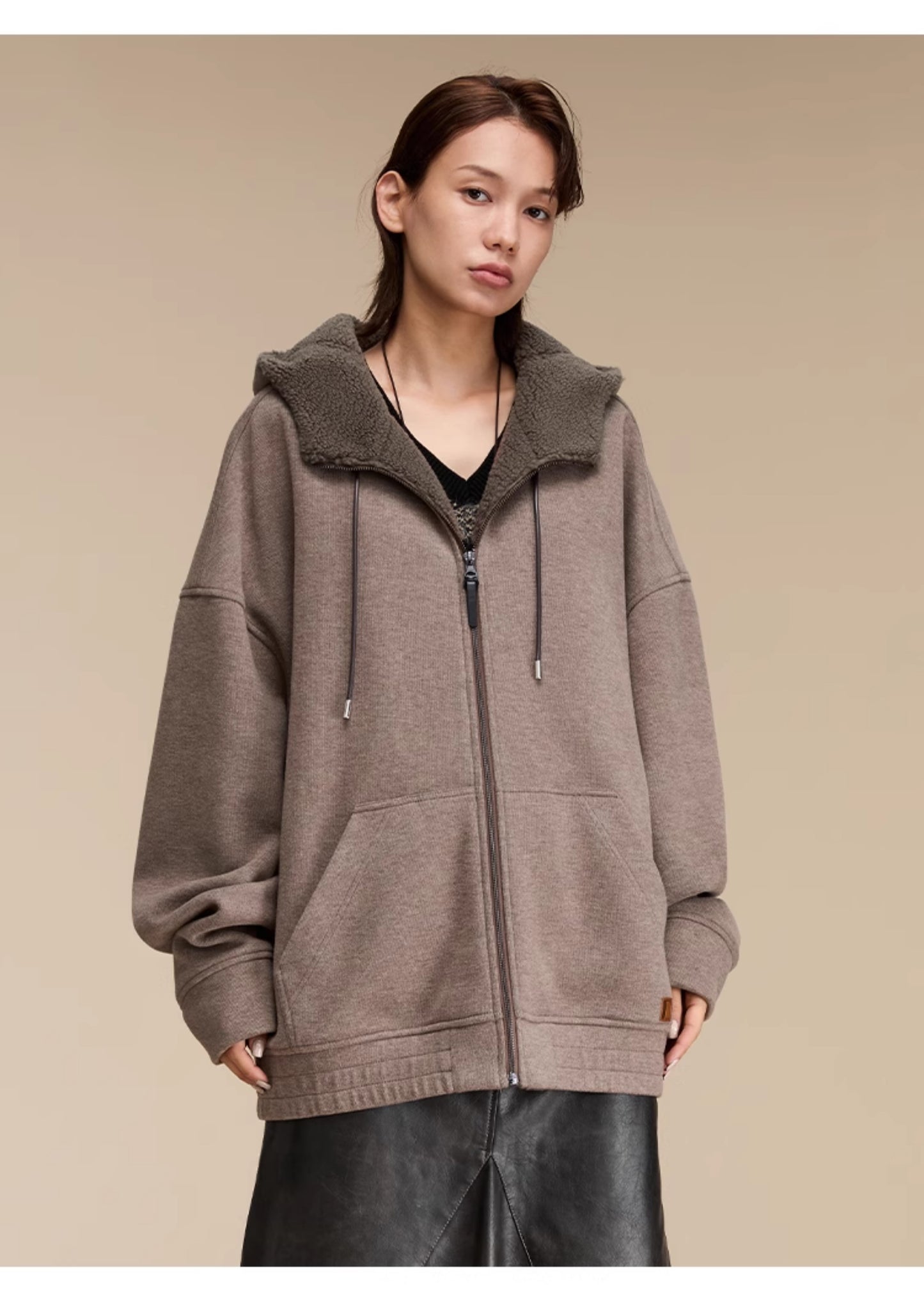 Zipper Loose Casual Sweatshirt with Hood