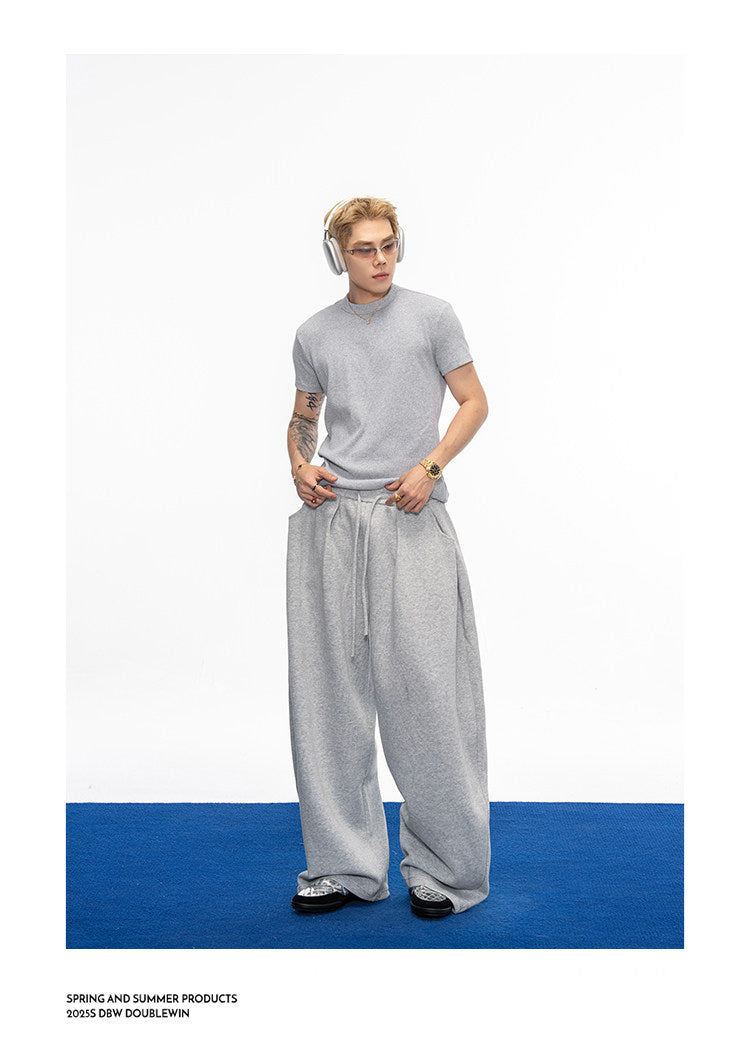 Casual Wide-Leg Sweatpants with Drawstring