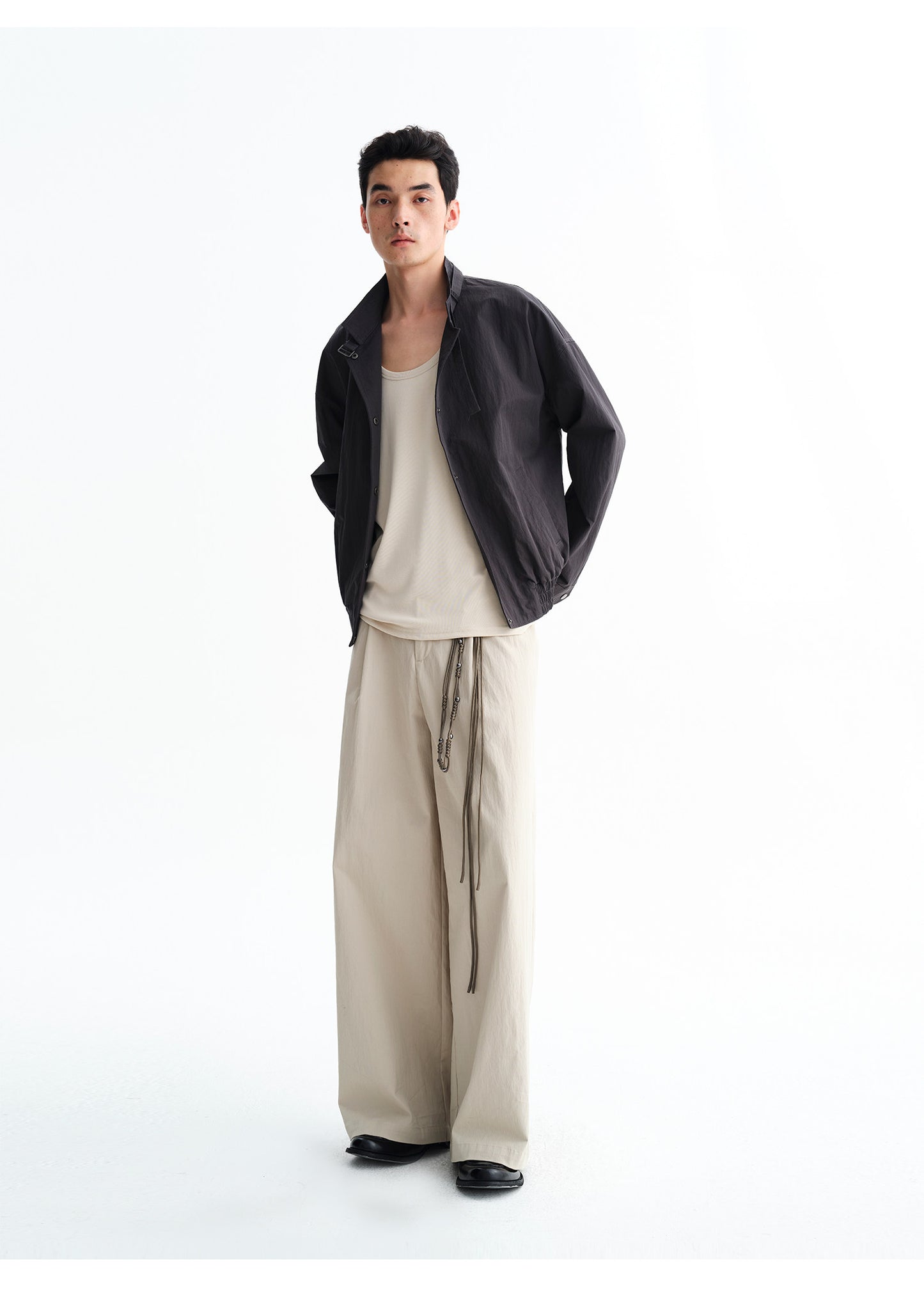 Relaxed wide-leg casual pants