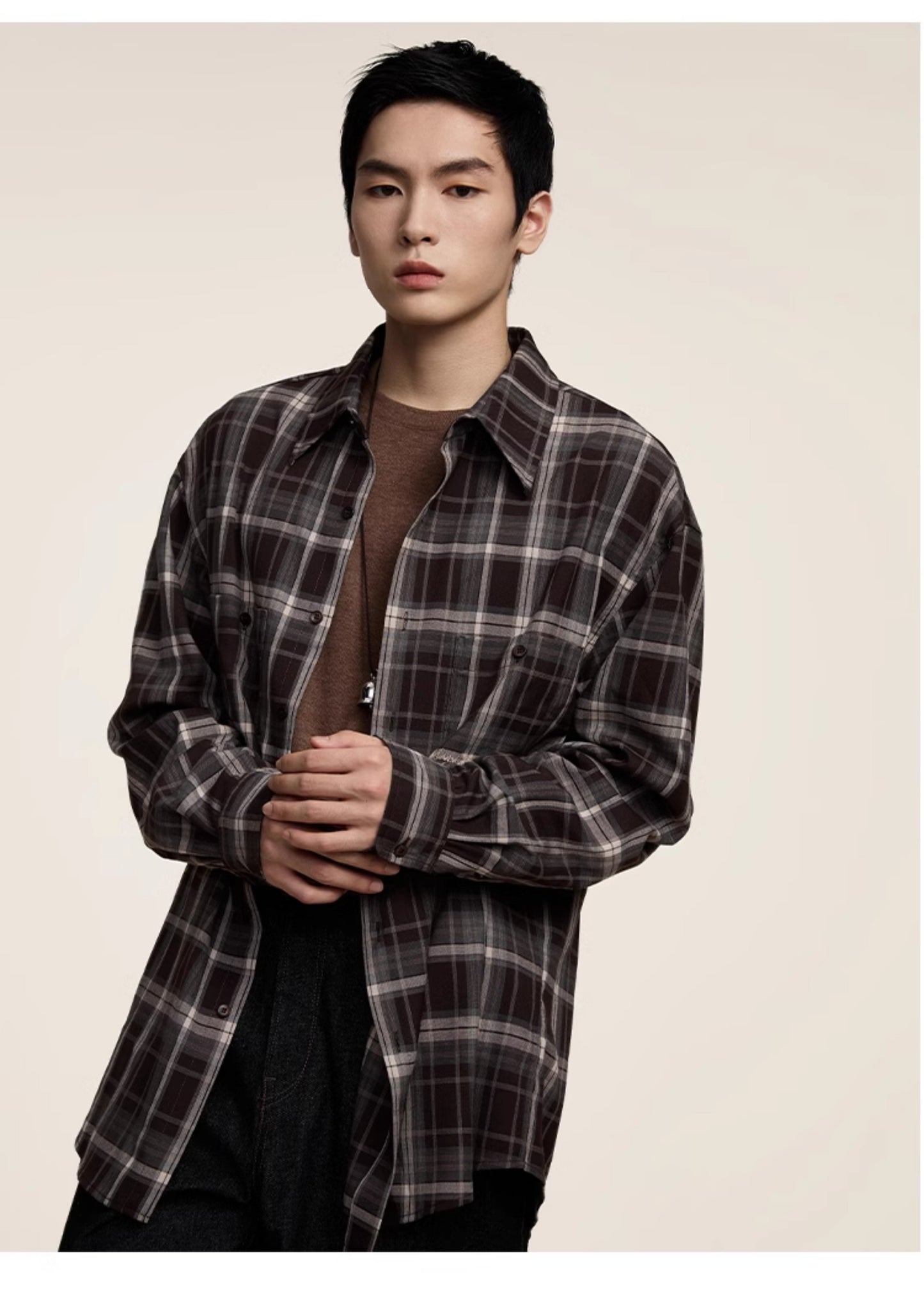 Retro Brown Plaid Shirt