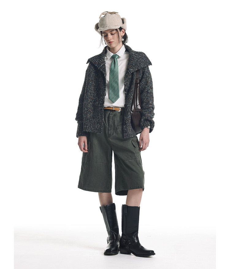 Vintage Style High-Neck Cardigan