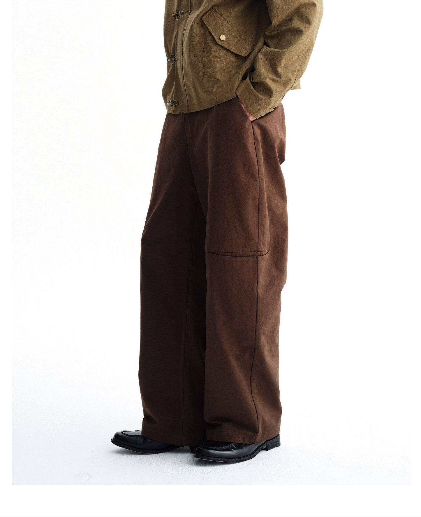 Pleated Patchwork Wide-Leg Pants