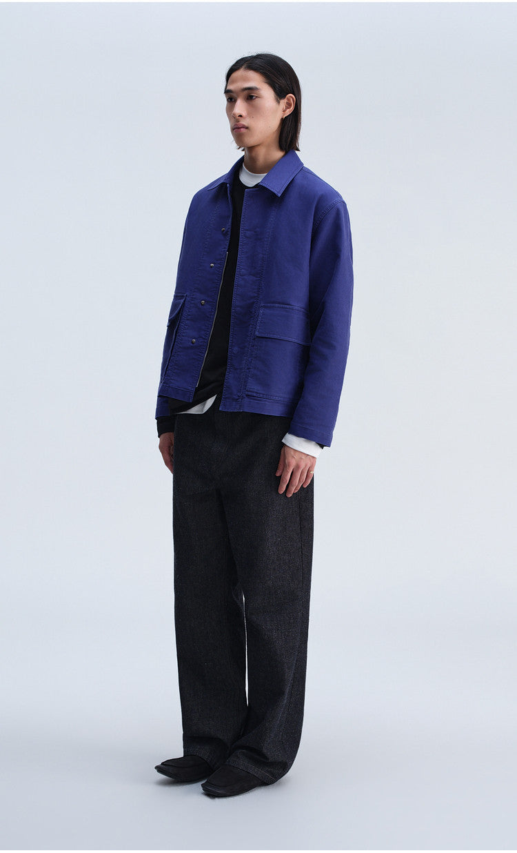 Casual Jacket with Stand-Up Collar and Patch Pockets