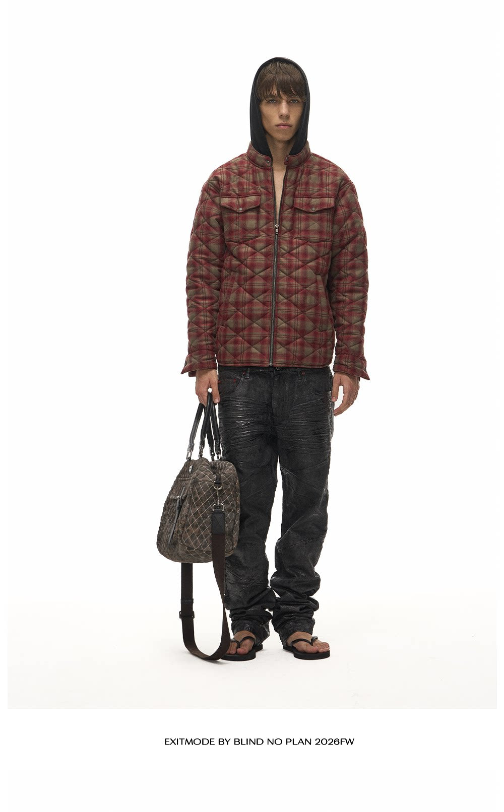 Casual Cotton Jacket with Diamond Pattern