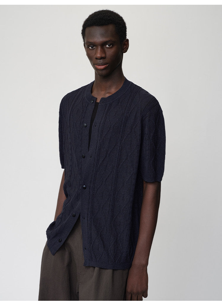 Crew-neck Cutout Cardigan