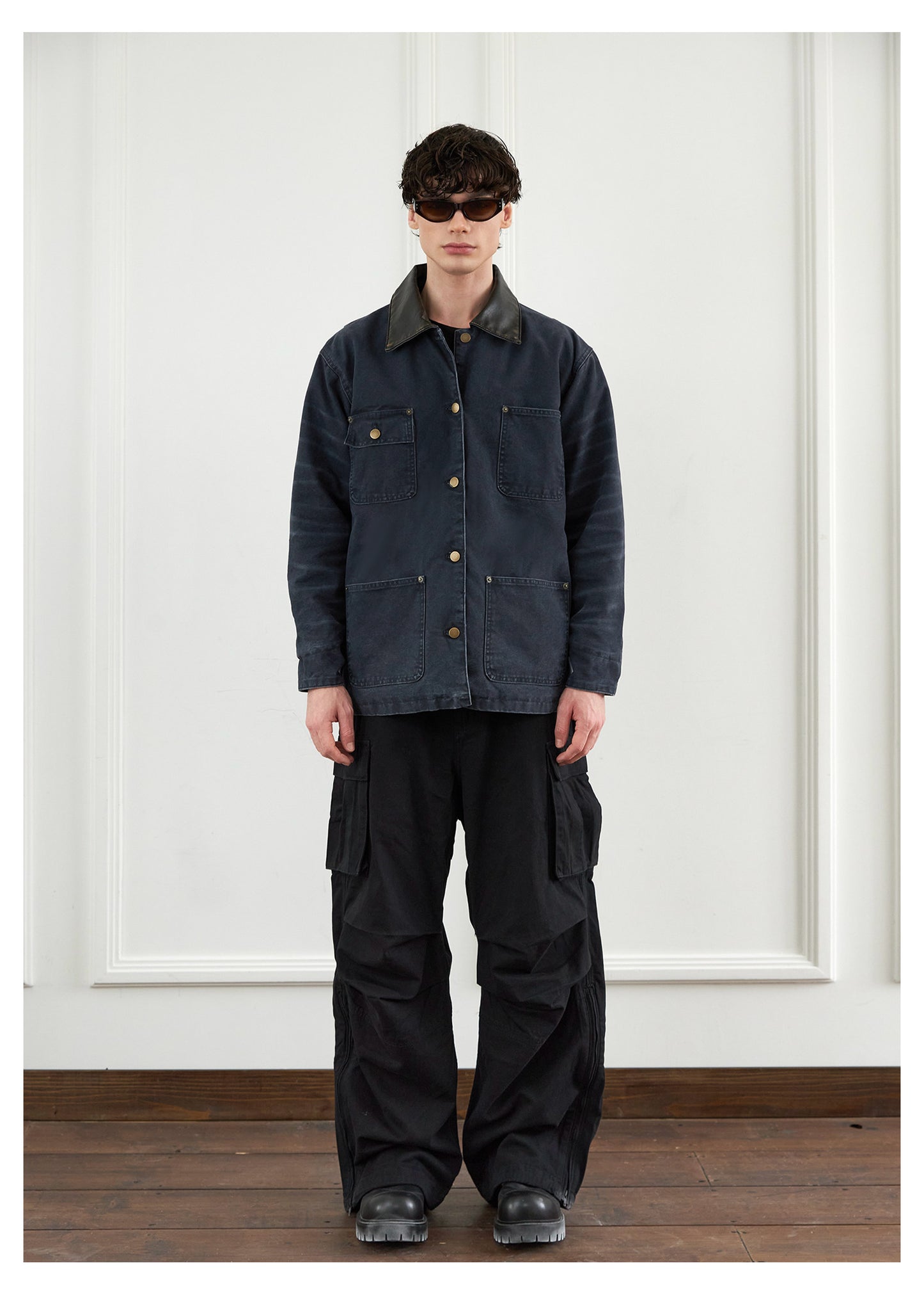 Canvas Leather Collar Jacket