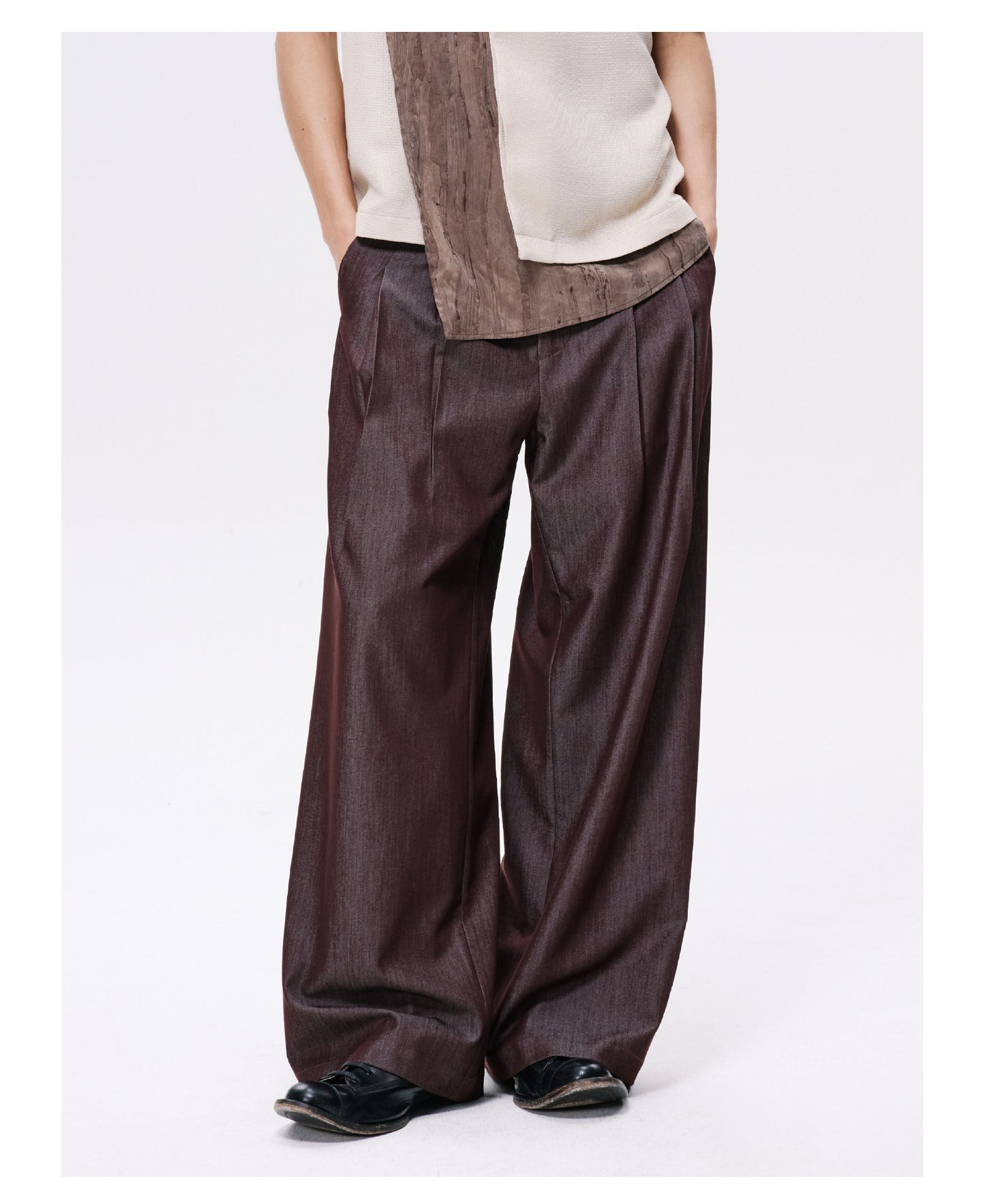 Draped Straight-Leg Pants