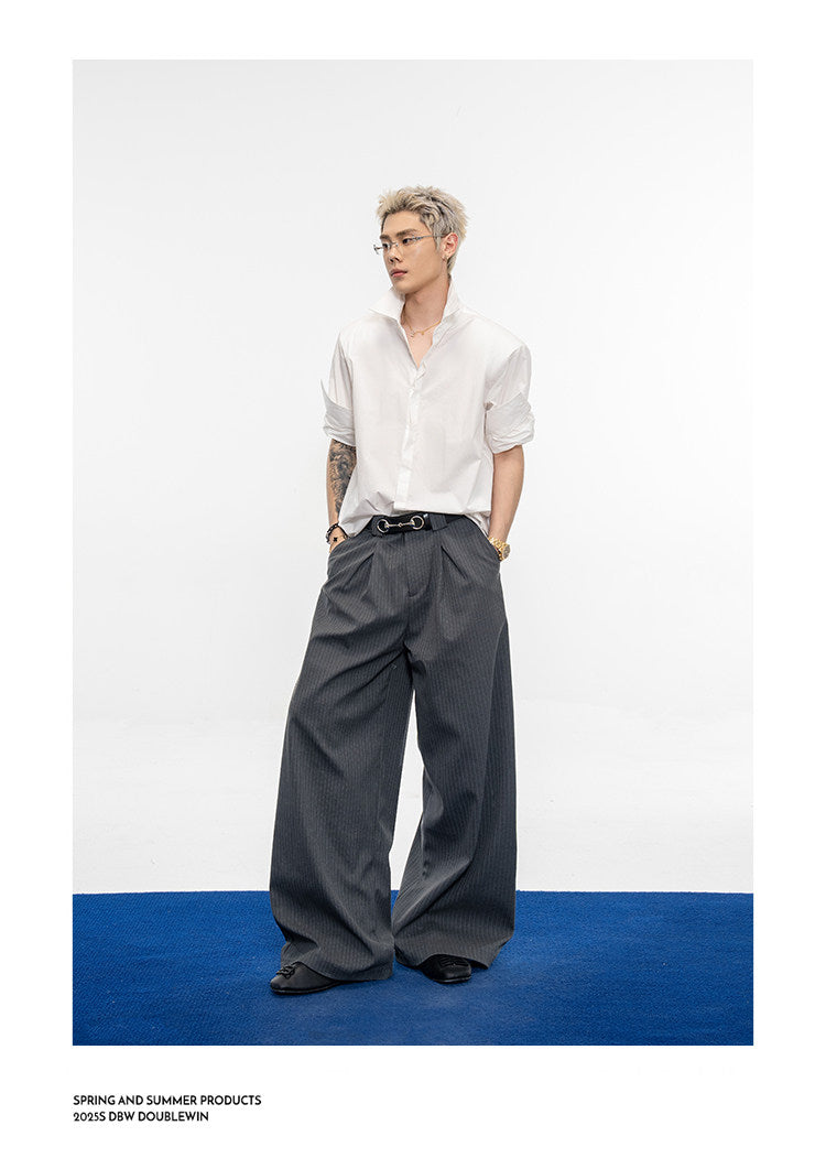 Luxurious Double-Gathered Casual Pants