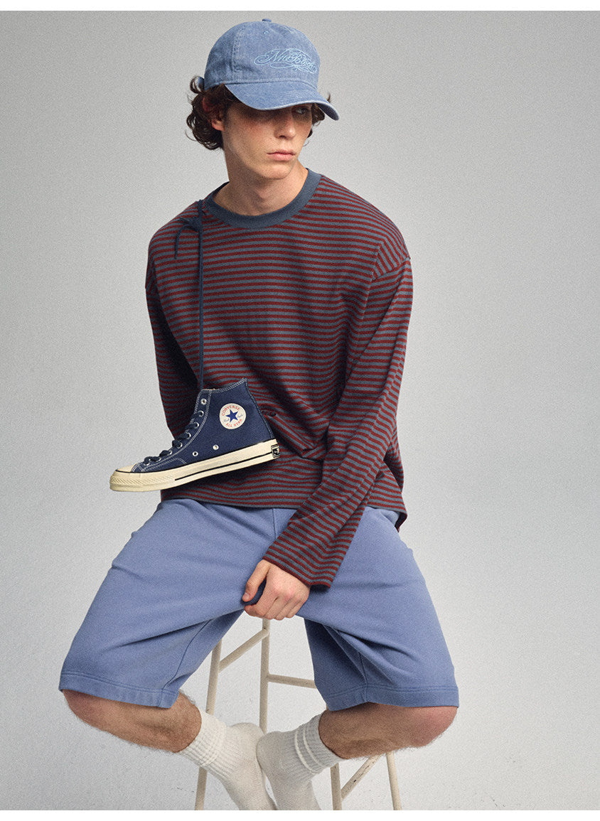 Vintage-Style Washed Sports Shorts