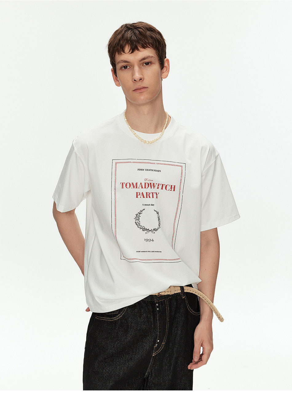 Printed Loose-Fit Drop-Shoulder T-Shirt