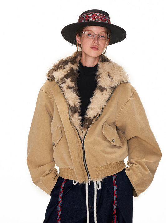 Faux Lambswool Collar Jacket