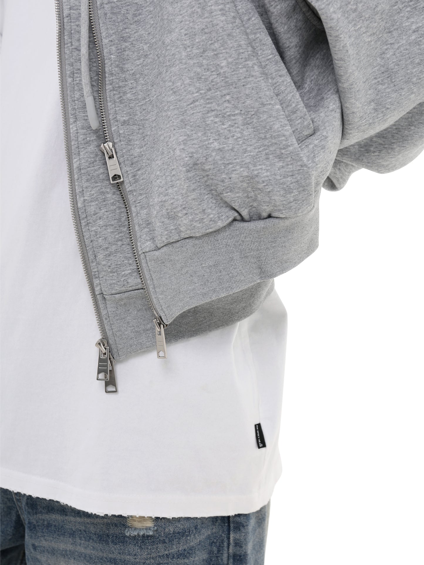 Faux two-piece sweatshirt with hood