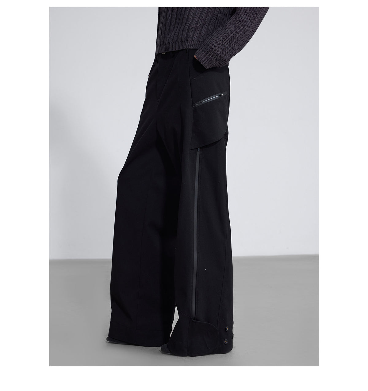 Casual Pants with Adjustable Hem and Zipper