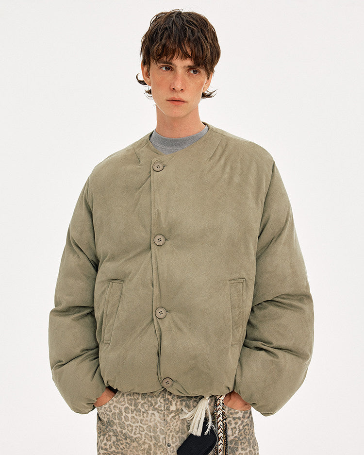 Retro Style Removable Fur Collar Faux Suede Jacket