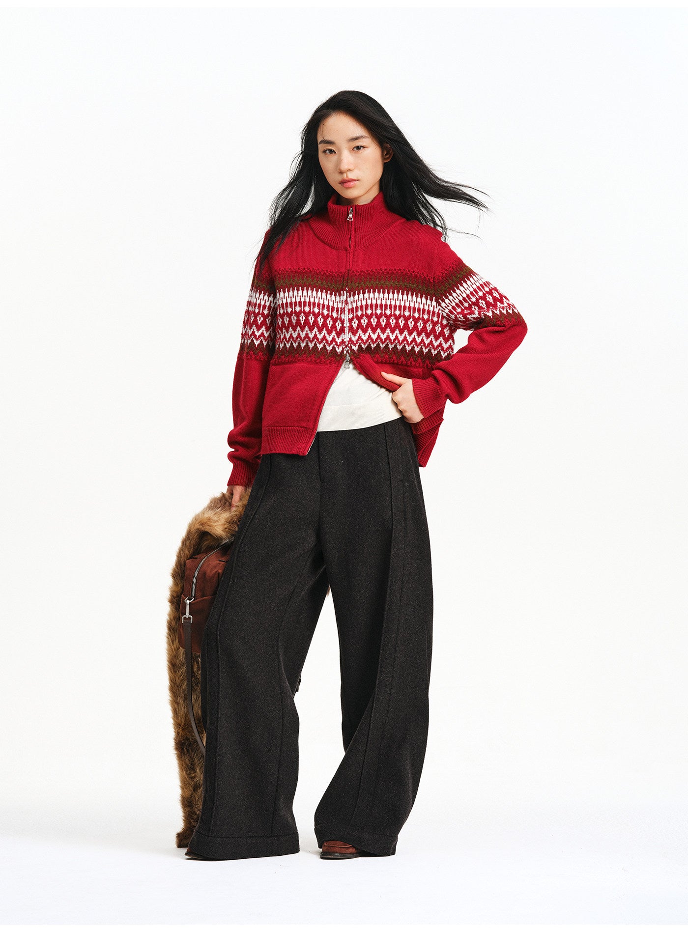 Turtleneck Zip-Up Cardigan