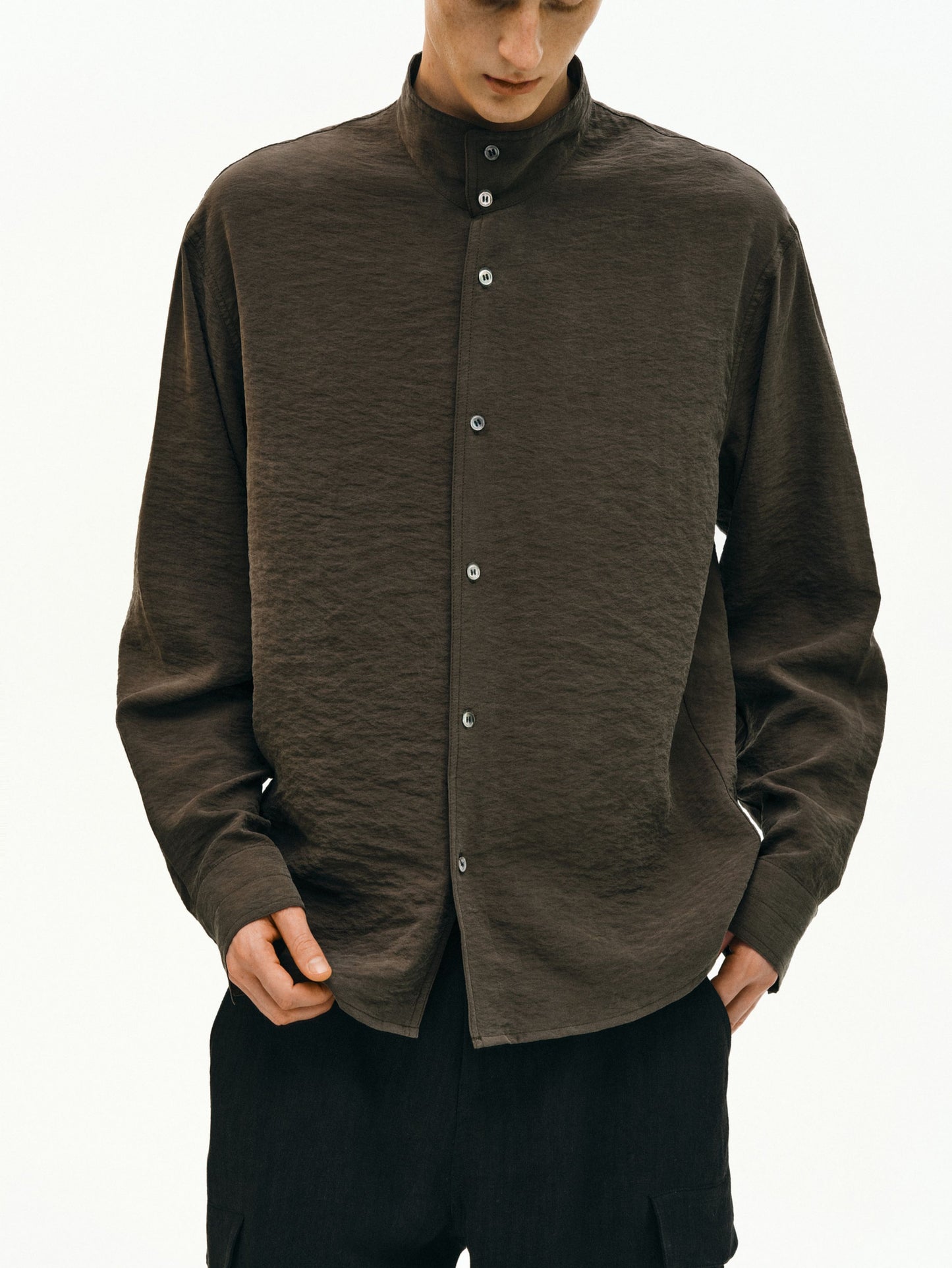 Silk Stand Collar Shirt