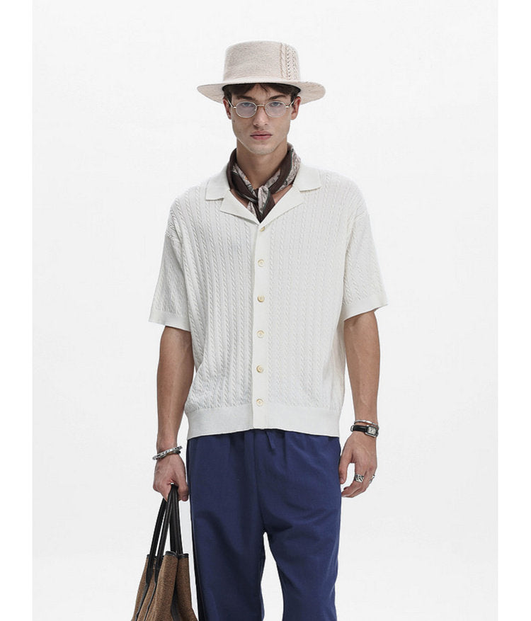 Turtleneck Button-Down Knit Shirt