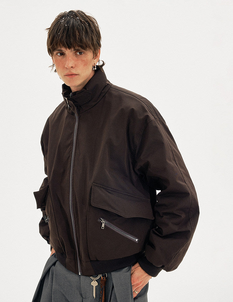 Stand Collar Large Pocket Jacket
