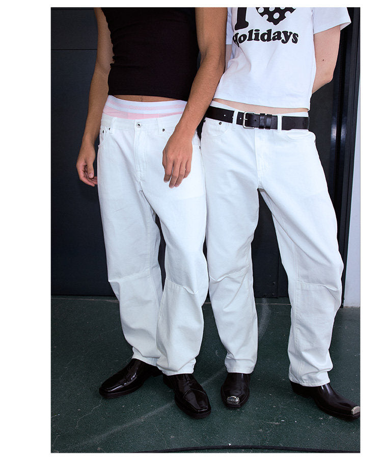 Slim Fit Pleated Curve Pants