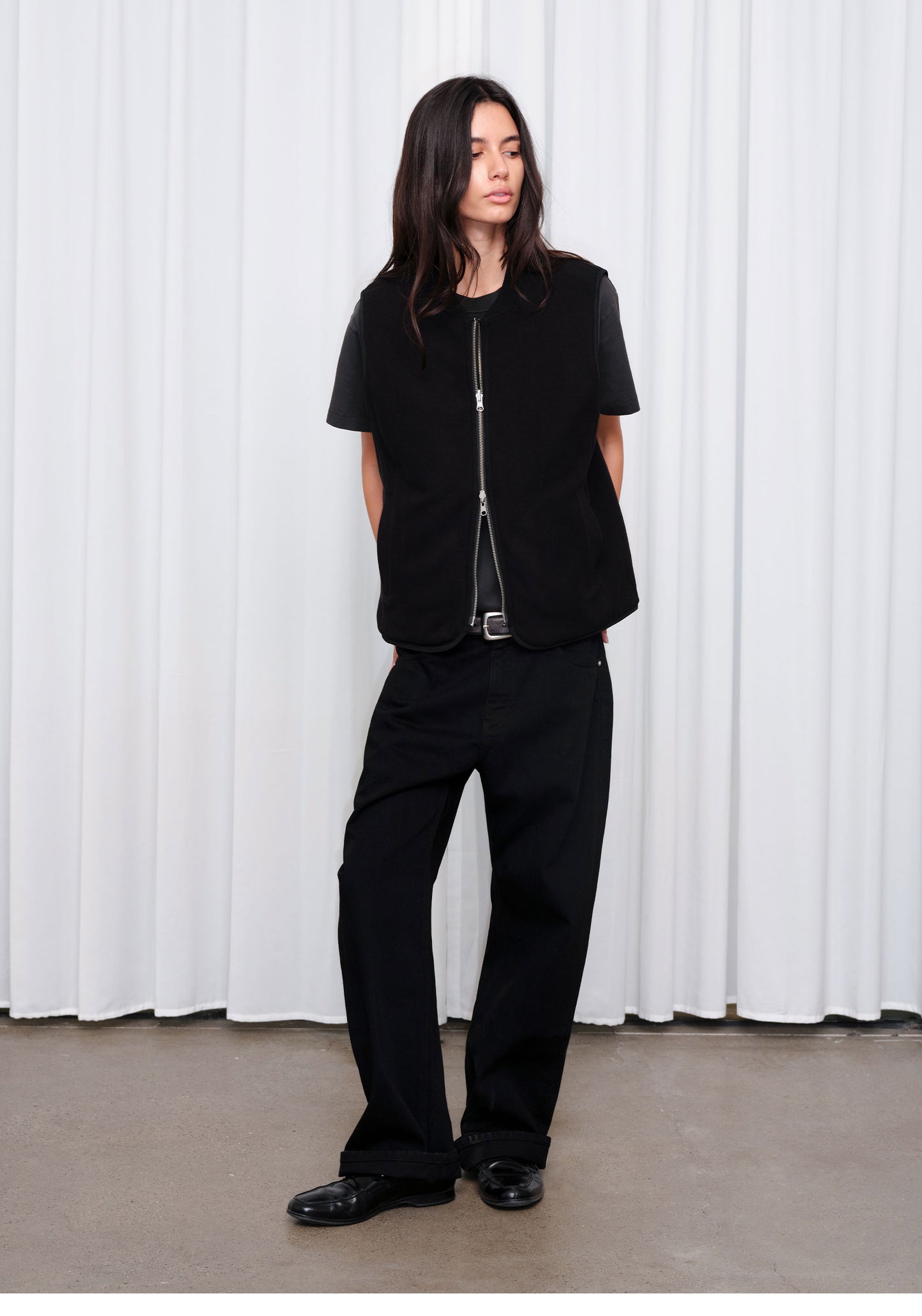 Basic Light-Wash Plain Black Denim