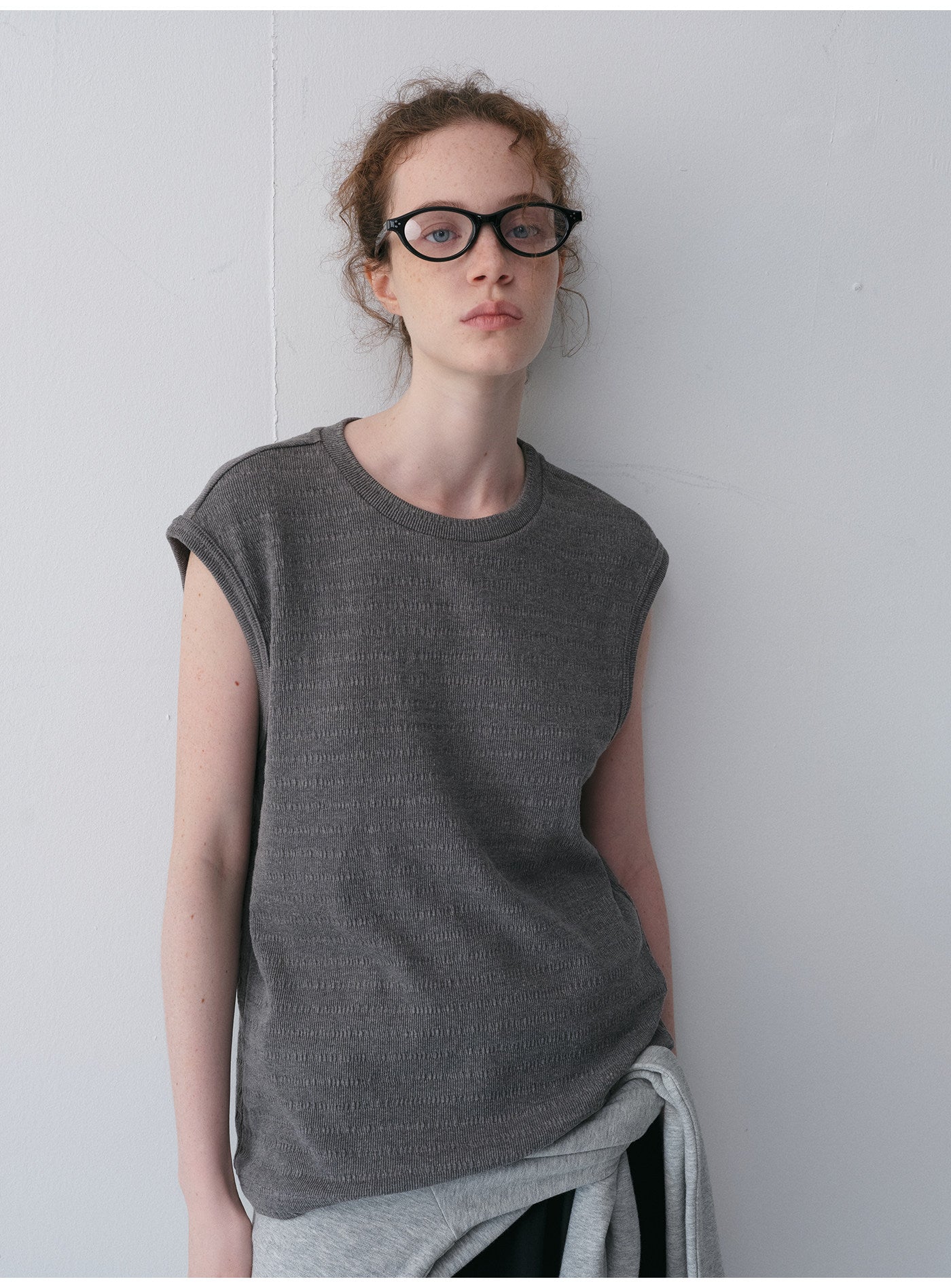 Cotton-Blend Sleeveless Shirt