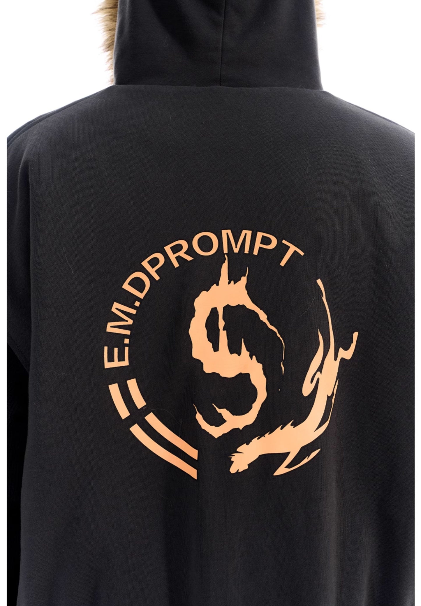 Color Block Fur Collar Sweatshirt