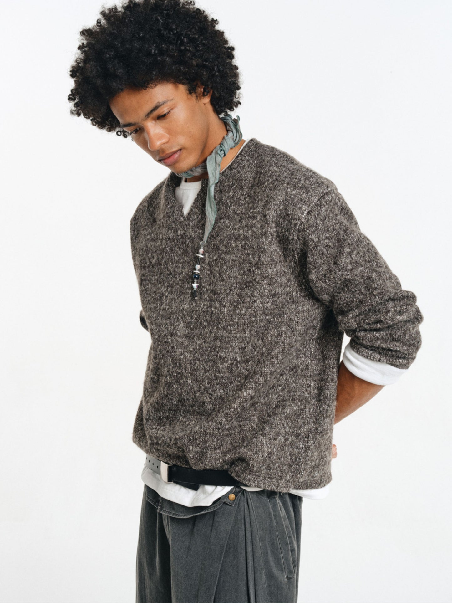 Wool Blend Faux Two-Piece Knit