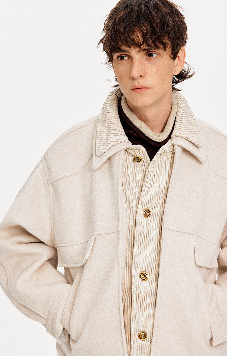 Double Collar Faux Two-Piece Jacket