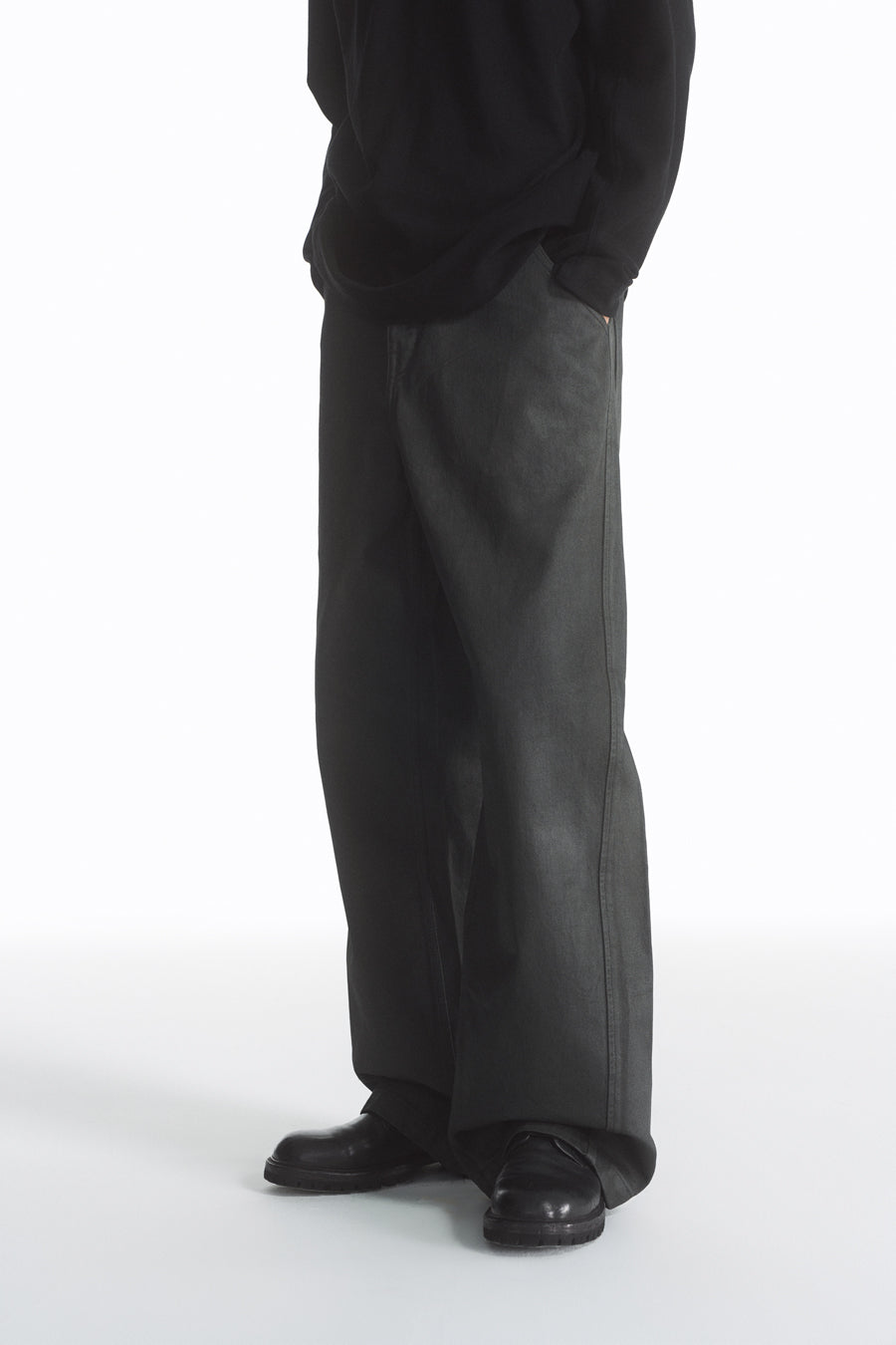 PU coated straight jeans