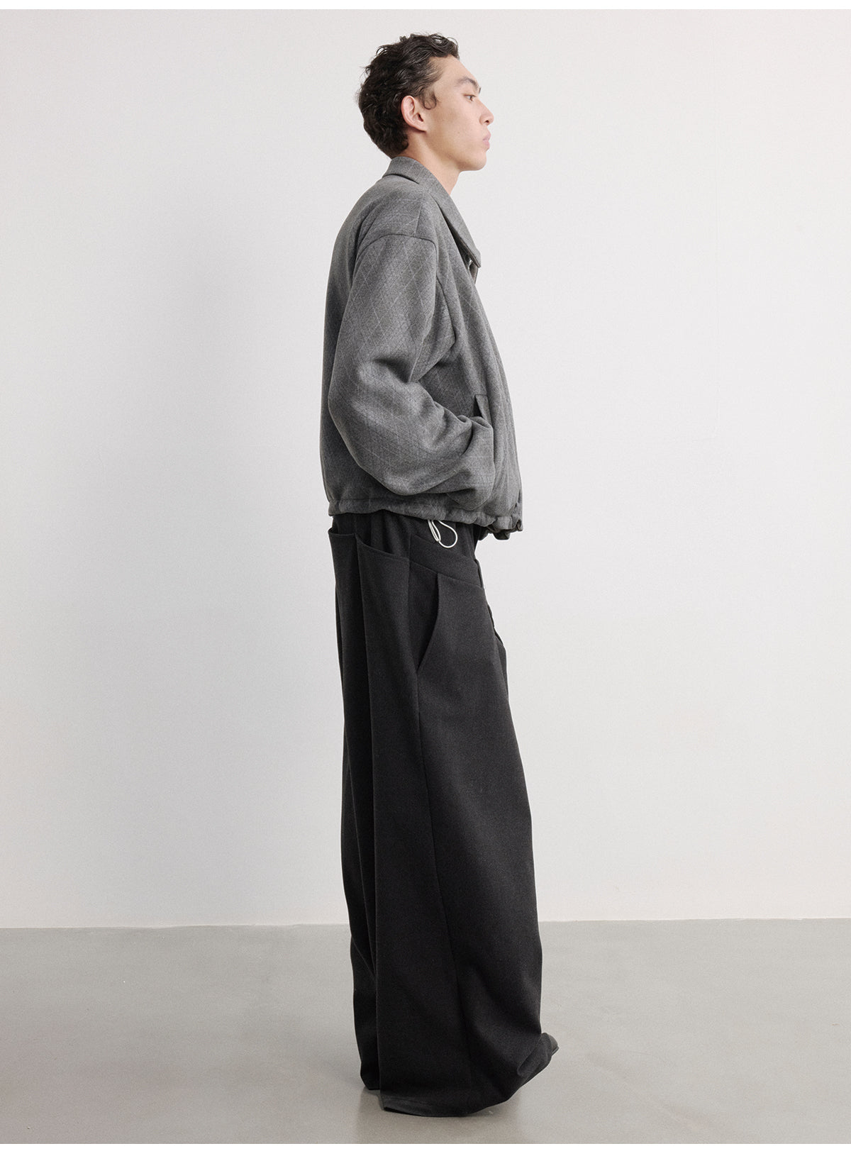 Double-Waist Pleated Wide-Leg Pants