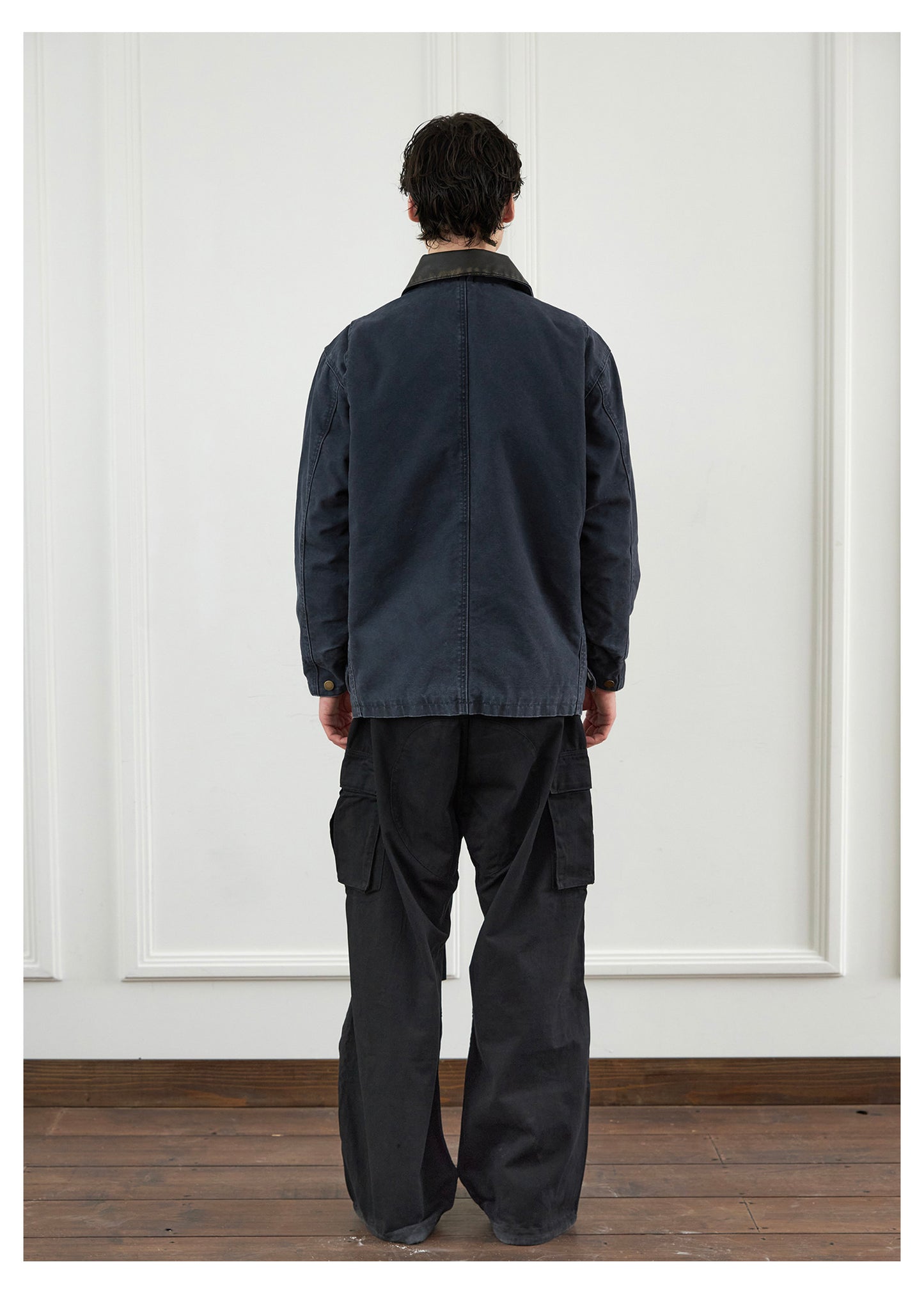 Canvas Leather Collar Jacket