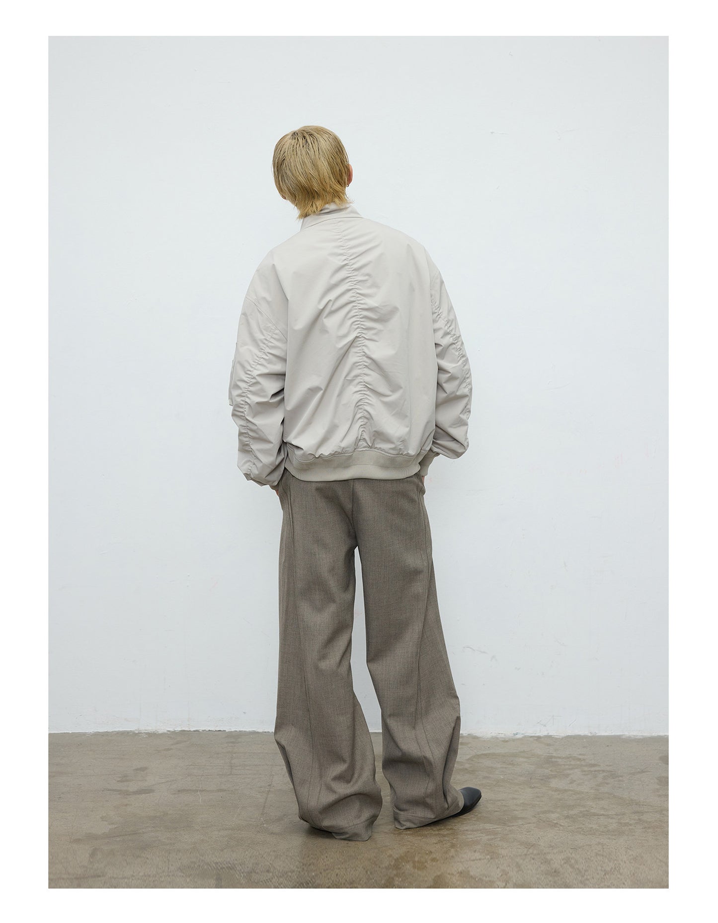 Stand Collar Pleated Casual Jacket