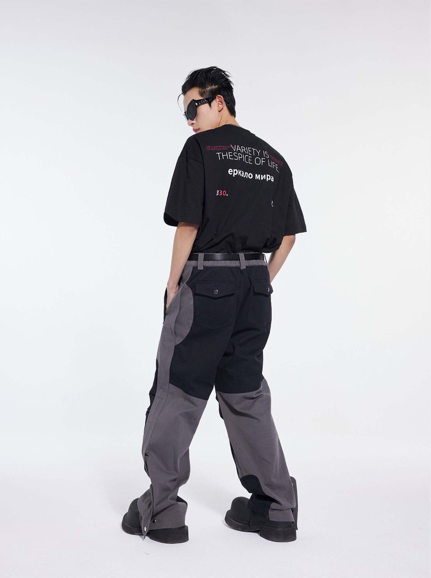 Colorblock Deconstructed Straight Pants
