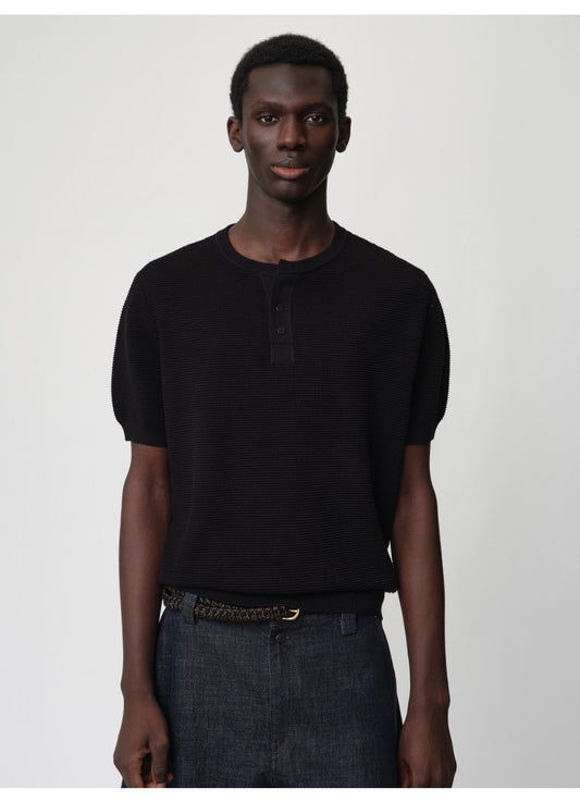 Waffle Henley Neck Knit Shirt