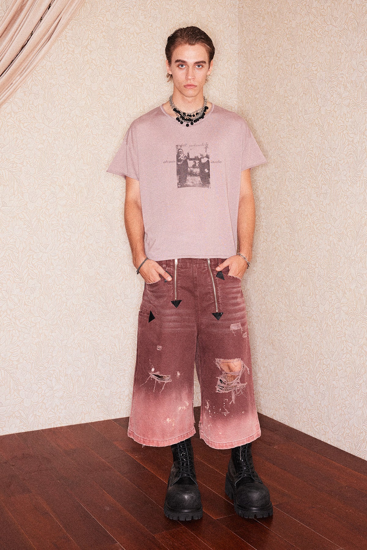 Ultra-thin wool printed T-shirt