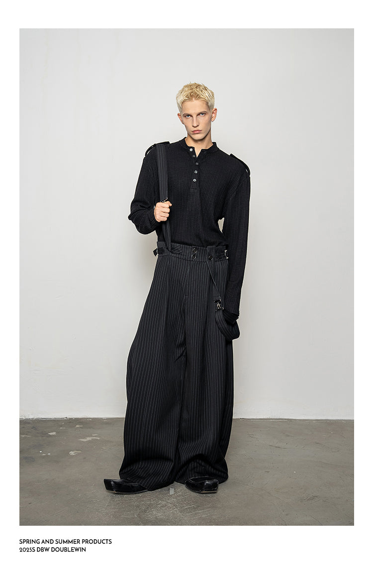 Detachable Stripe Casual Pants