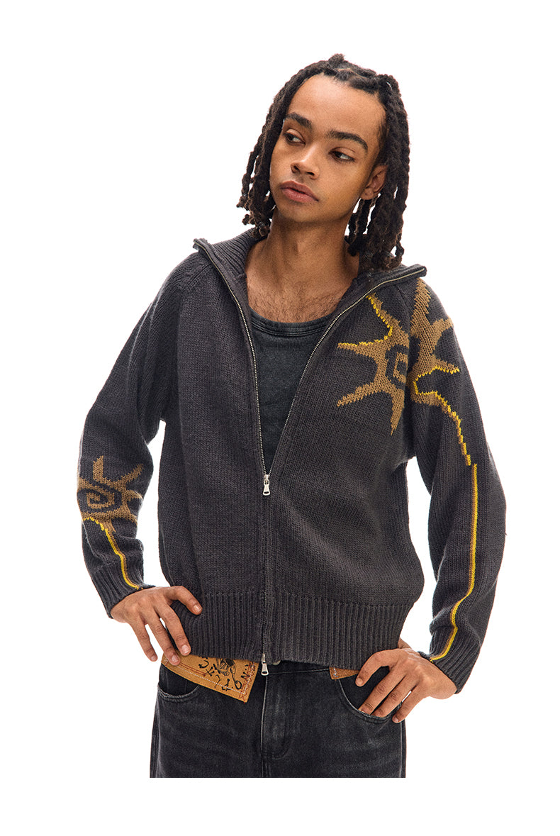 Stand collar zip cardigan