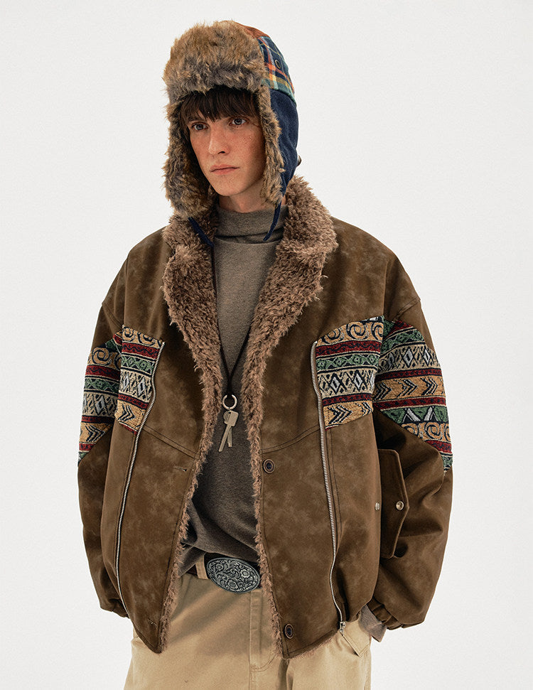 Faux Suede Embroidered Jacket