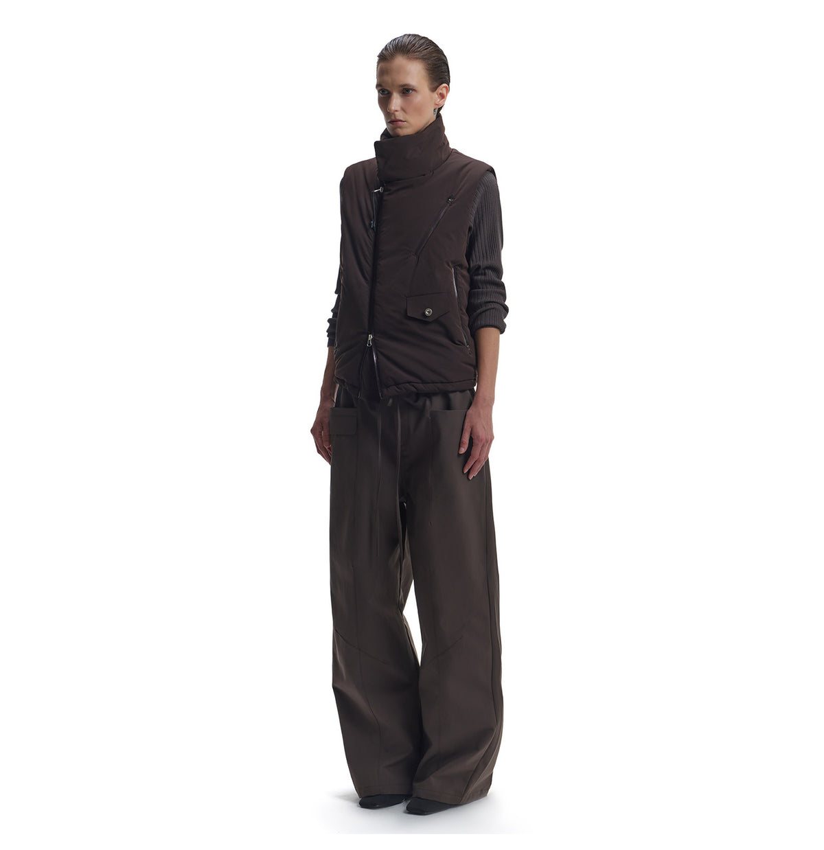 Water-Repellent A-Line Casual Pants with Side Pockets
