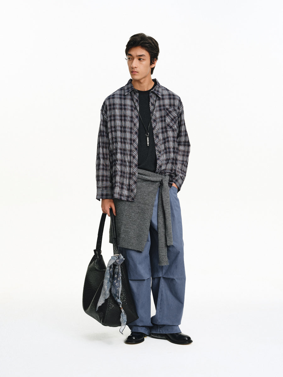 Multi-button Checkered Shirt