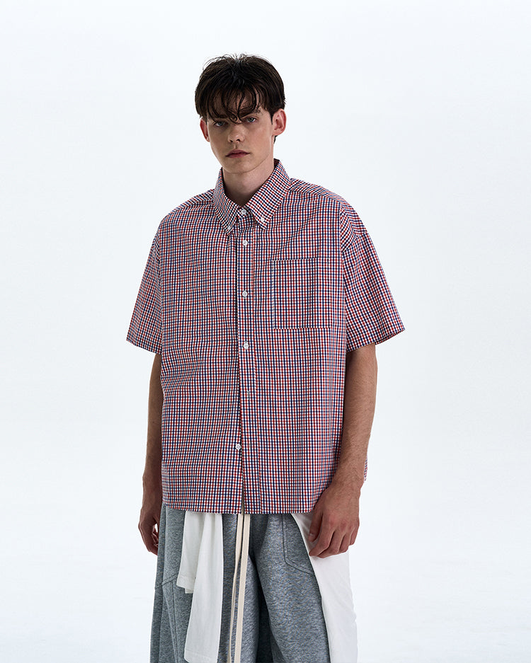 Contrast Color Check Shirt