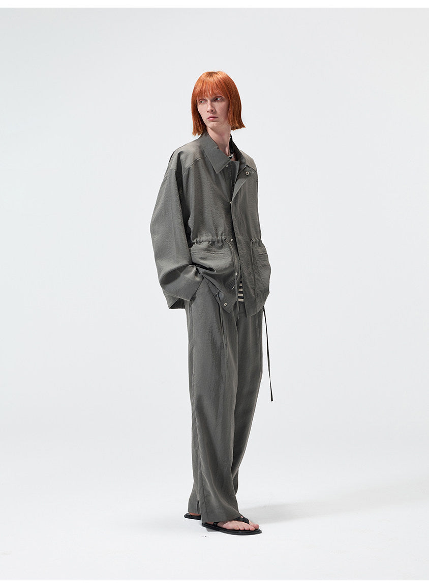 Casual Pants with a Partial Elastic Waistband