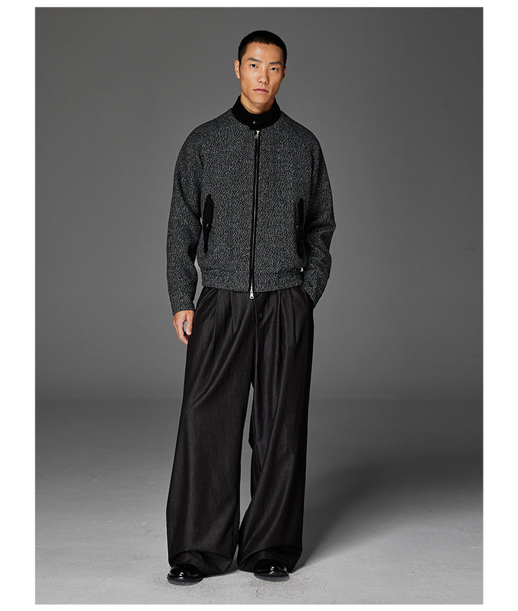 Embroidered Wool Harrington Jacket