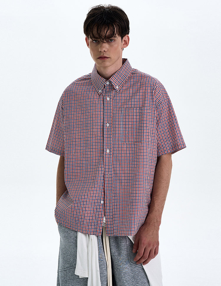 Contrast Color Check Shirt