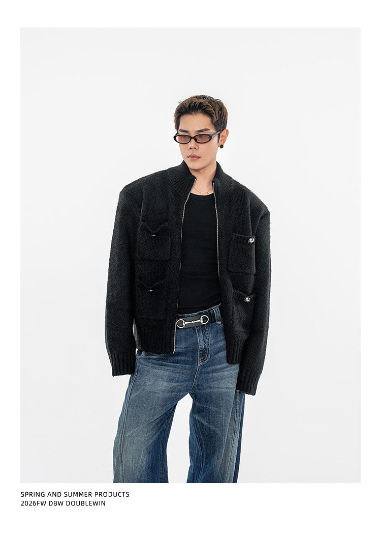 Heavyweight Sweater Jacket with Multiple Pockets