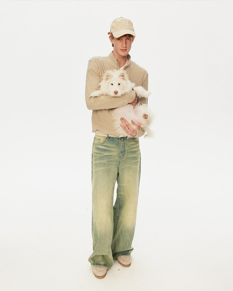 Stand-collar cropped sweatshirt