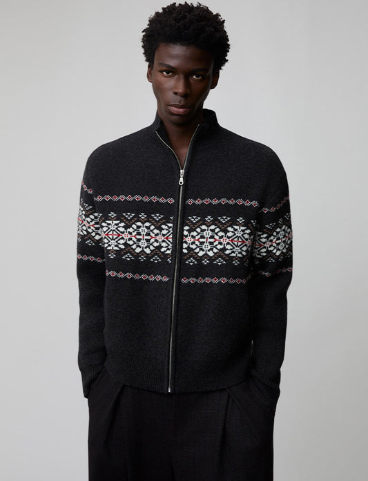 Thick Knit Stand Collar Jacket