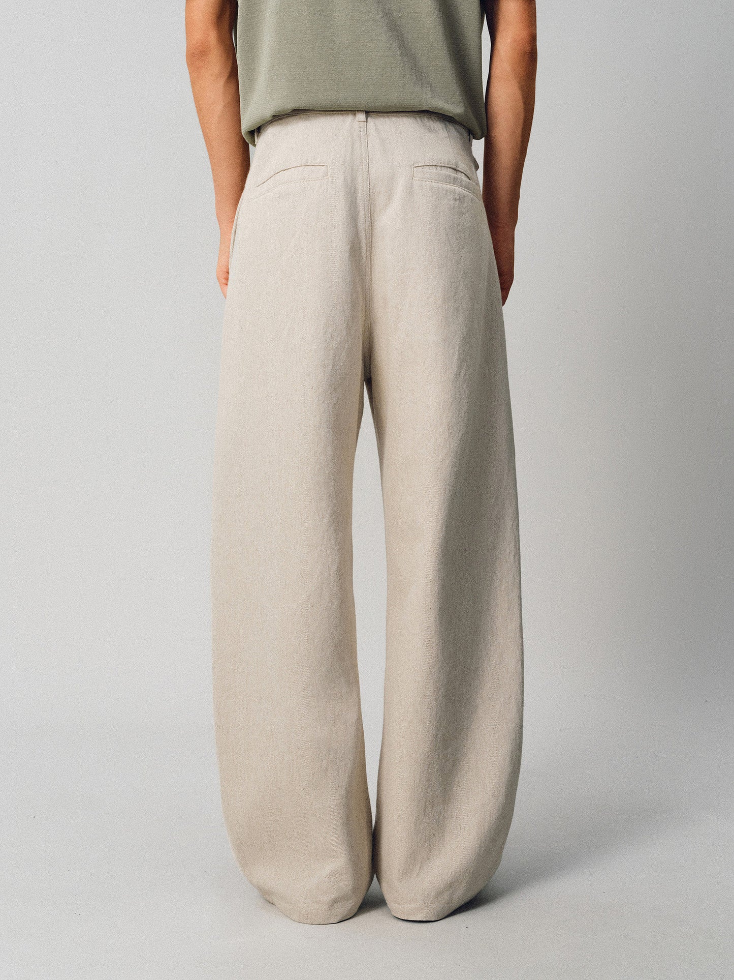 Linen-Blend Simple Casual Pants
